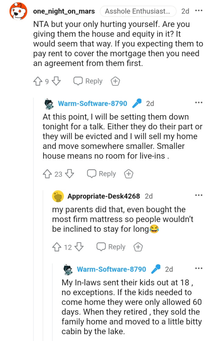 Is the OP giving them the house and the equity in it?