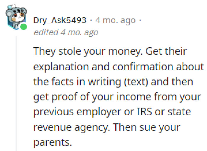 Time to sue your parents