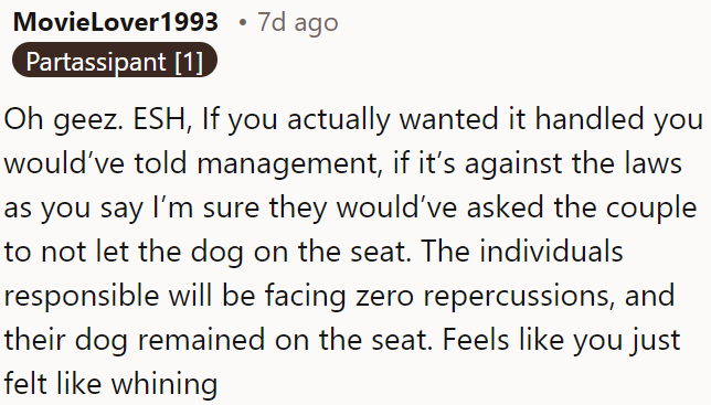 If OP wanted it resolved, he should have informed management.