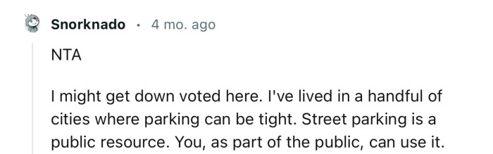 “Street parking is a public resource. You, as part of the public, can use it.”