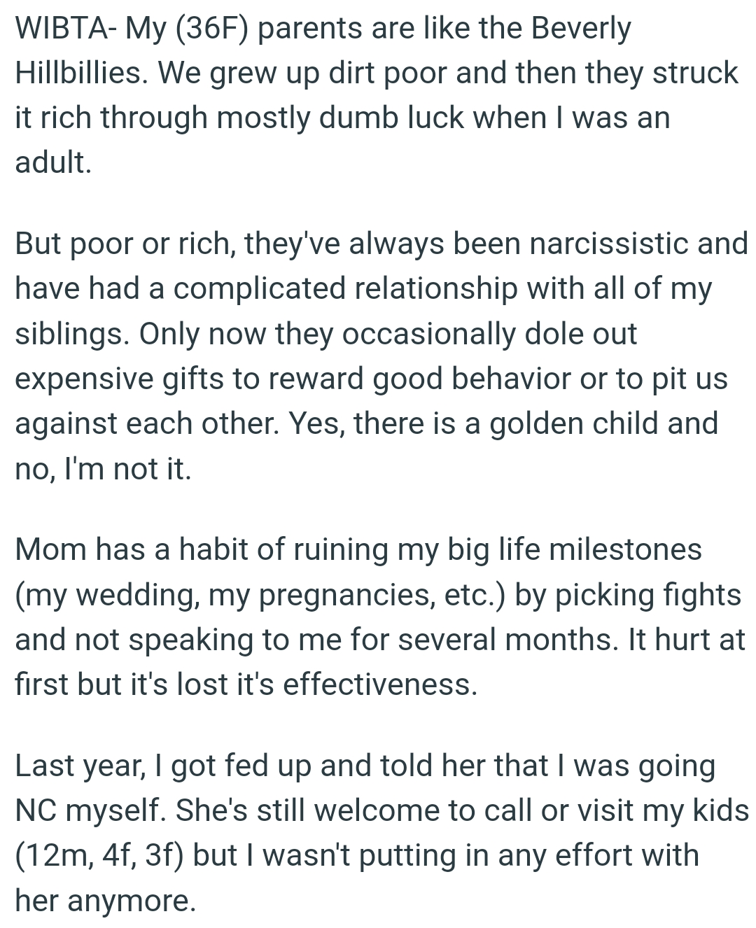 OP's parents occasionally dole out expensive gifts to reward good behavior