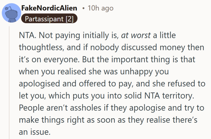Funny how the moment she tried to make it right was the moment the conversation stopped being about money.