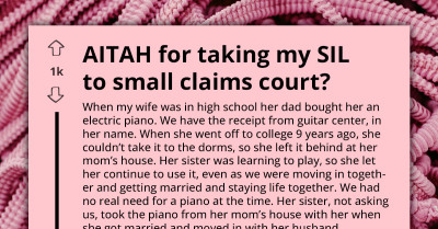 Couple Threatens Lawsuit After Sister-In-Law Refuses To Return Piano She Borrowed 9 Years Ago