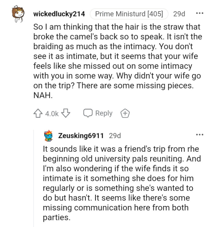 Why didn't the OP's wife go on the trip?