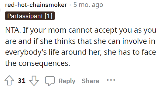 Right off the bat, people are telling OP that she's NTA here and that the mom is the biggest issue.