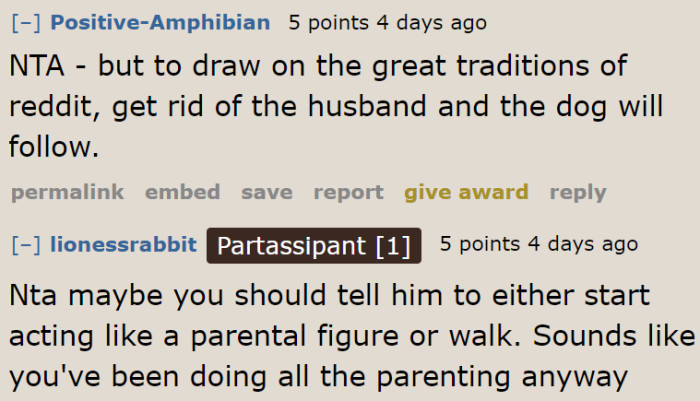 This husband is being a bad parent.