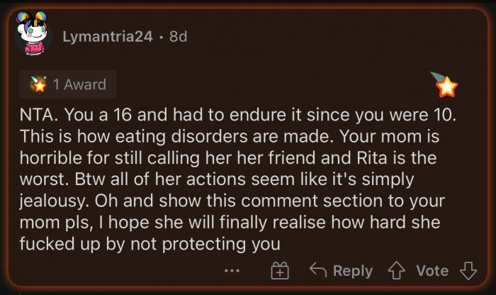 The mom should read all these comments and realize the abuse she enabled.