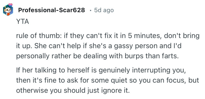 “YTA….rule of thumb: if they can't fix it in 5 minutes, don't bring it up.”