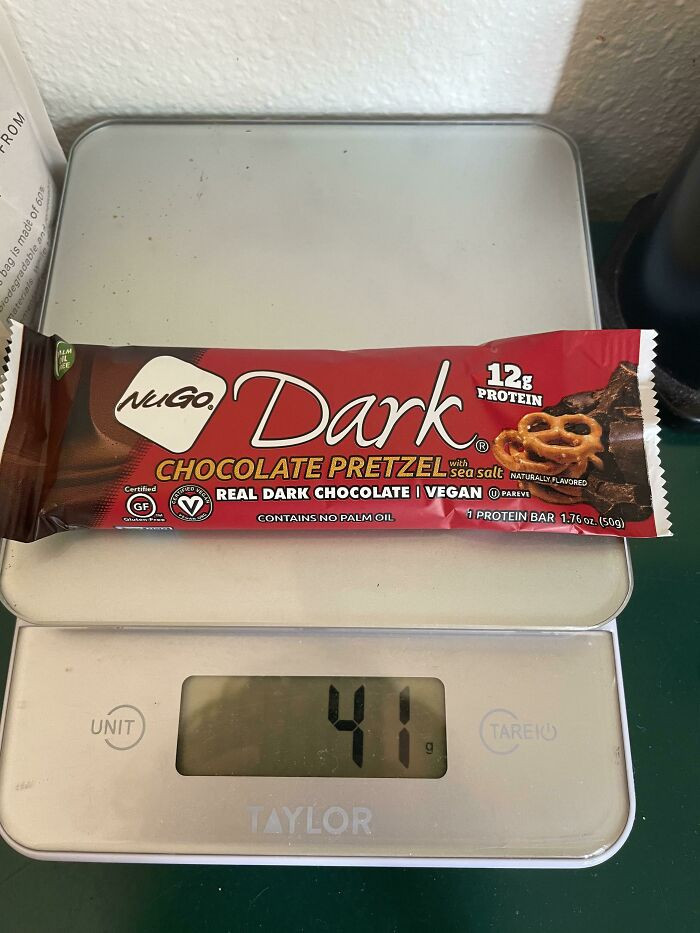 16. Advertised as 50g but weighs 41g.