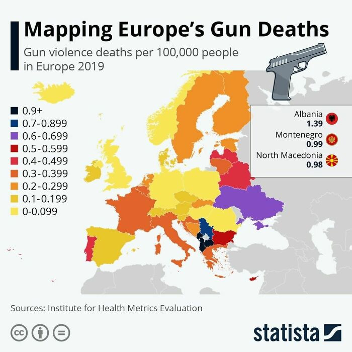 20. This Map Shows Gun Deaths In Europe In 2019
