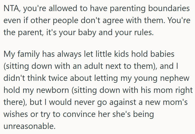 The OP is allowed to have parenting boundaries