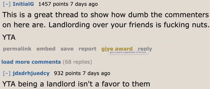 This is likely why the boyfriend snapped. He didn't like that the original poster was landlording.