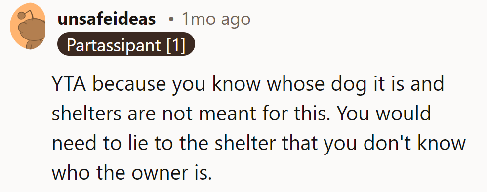 YTA if she knows the owner; shelters aren't doggy daycare. Feign ignorance to dodge drama!