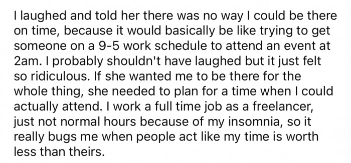 OP informed her sister that she wouldn't be able to make it that early, and she didn't take it well.