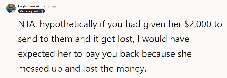 I Would Have Expected Her to Pay You Back,