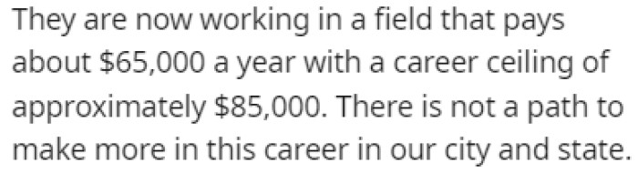 The child is earning around $65,000 a year