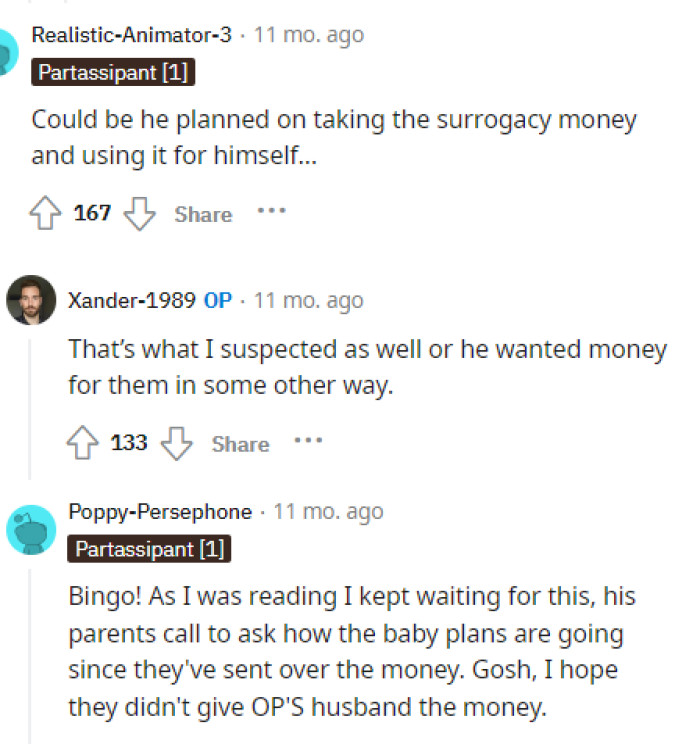 This is exactly what I was thinking too, so hopefully they got it under control and they didn't give him any sort of money yet, but also we'd out the ex.