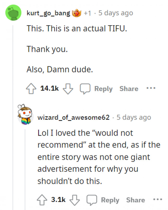 It's a plus that the OP described the whole situation so vividly!