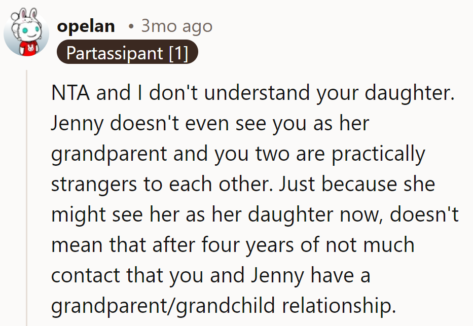 NTA. Four years doesn't grow family trees; it barely sprouts twigs.