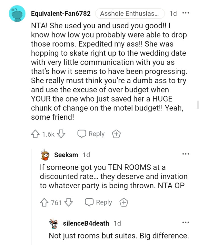 The OP is the one who saved her a huge chuck of money