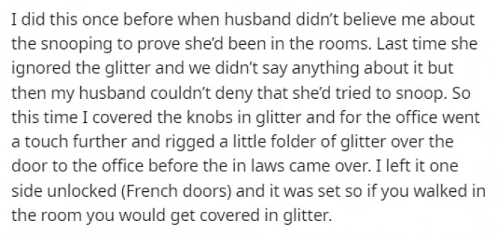 She decided to set up a couple of traps that would embarrass the snooping MIL.