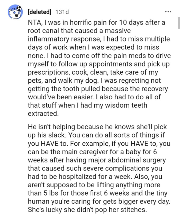 This Redditor had to do all that stuff when their wisdom tooth was extracted