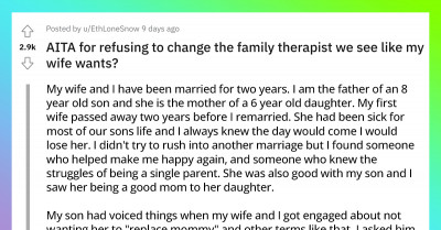 Man Refuses To Switch Family Therapists As His Wife Asked Him To