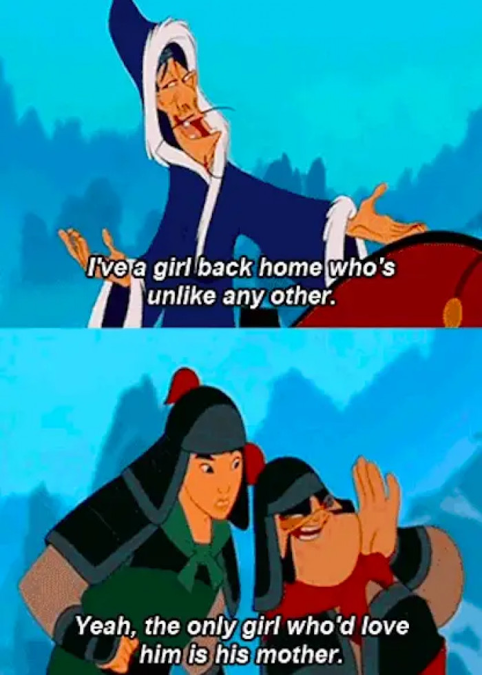7. In Mulan, when Chi Fu continuously got roasted