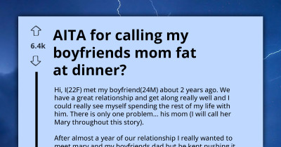 Fed Up Redditor Asks If She's A**hole For Calling Her Boyfriend's Mother "Fat B***h"