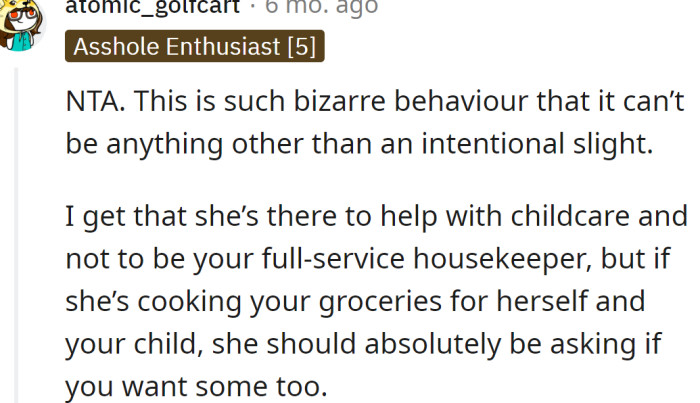 One Redditor supported the OP and said the MIL's behavior is bizarre.