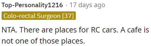 Not the appropriate place for RC cars.