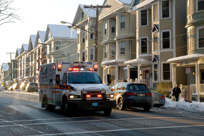 Emergency responders and school safety officials outside child hospital after shooting