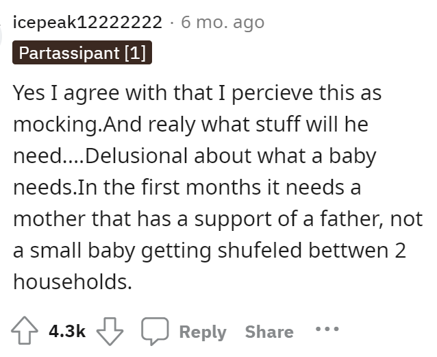 This person felt that he was undeserving of the baby shower, but we disagree because men need to be present too, so it's important that he understands this as well.
