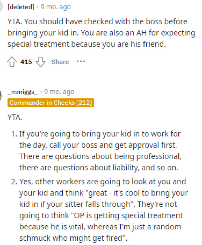 Many people thought that the respectful thing would be to call and clear it with the boss or see if he would prefer that OP just stay home instead.