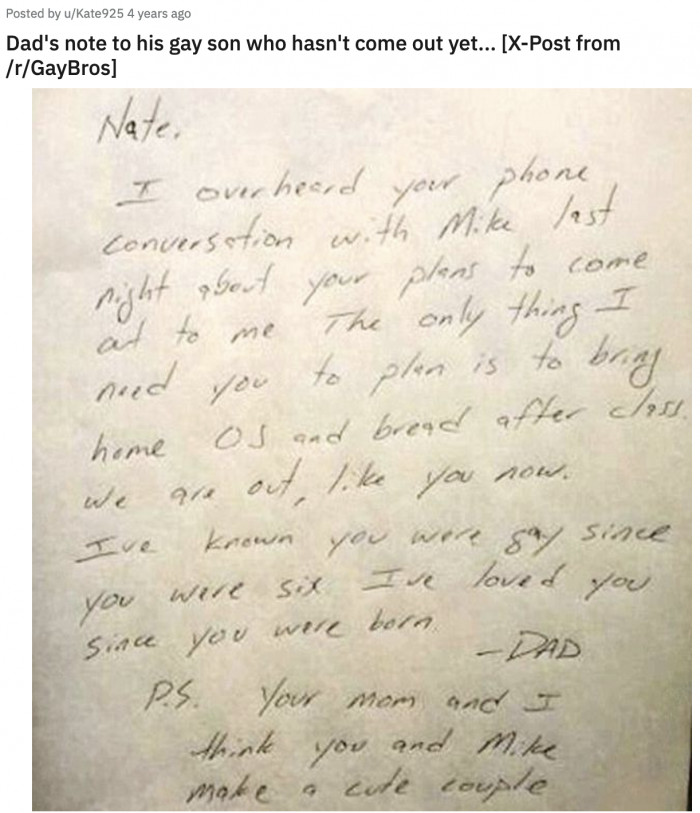 9. That dad joke proves the authenticity of this sweet and loving note of acceptance