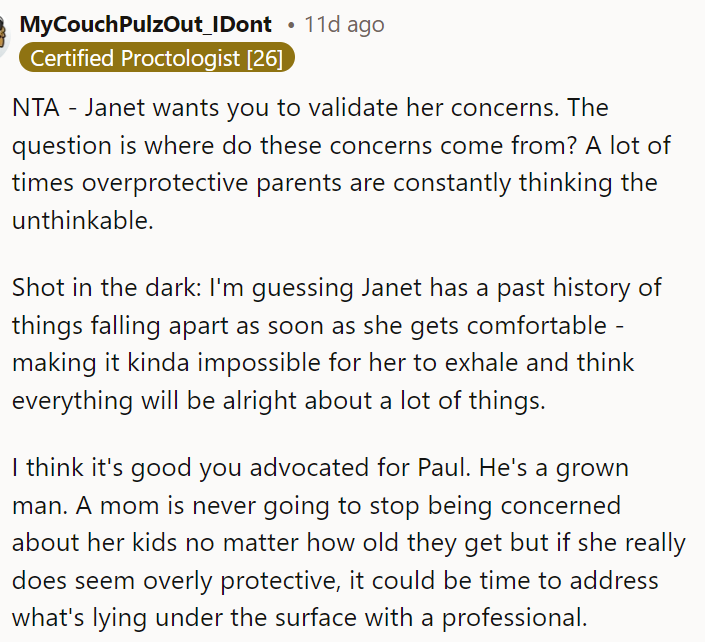 This person had a lot to say here, as most did, and people seemed to have advice for him on dealing with his wife.