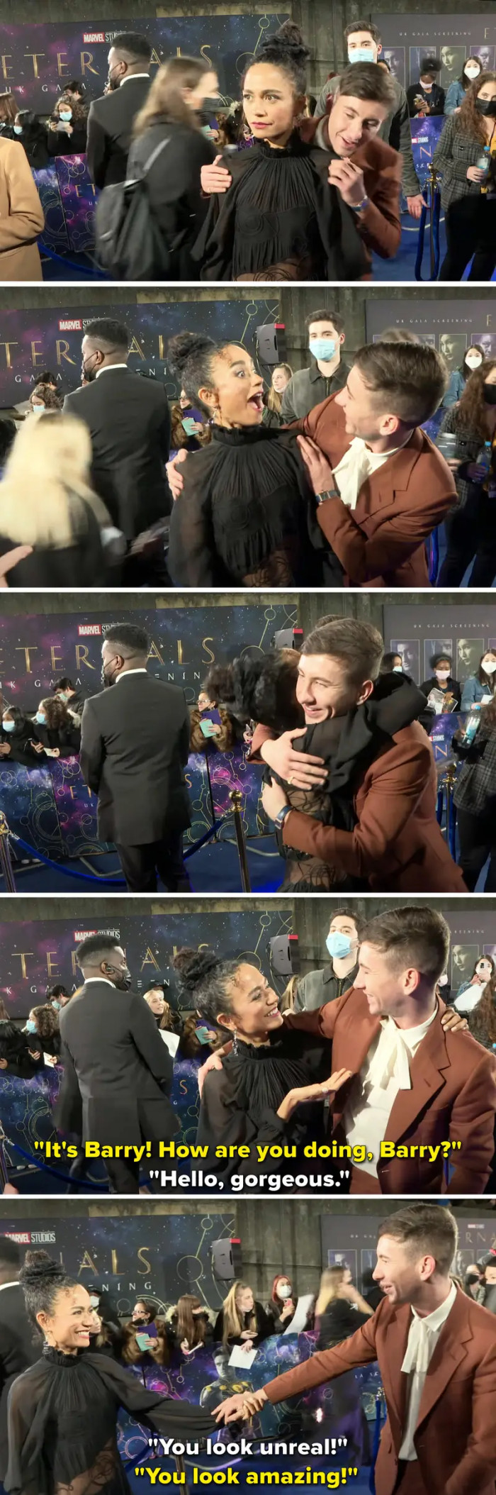 22. When Barry Keoghan found Lauren Ridloff while she was doing an interview at the Eternals premiere in London.