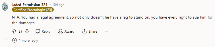 You had a legal agreement