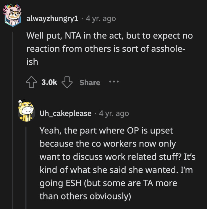 Besides, doesn't this accomplish OP's desire to keep her work and home life completely separate?