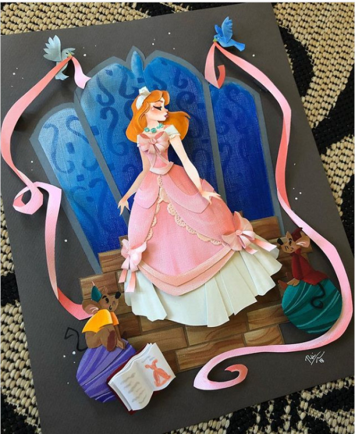 Cinderella in her original gown