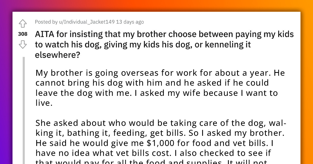Redditor Refuses To Watch His Brother's Dog For A Year And Gives Him Three Good Options, Gets Called Insensitive And Cheap