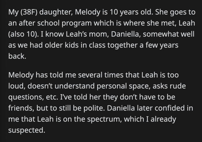 She asked her SIL to give the phone to Melody so they could talk without Leah and her mom overhearing.