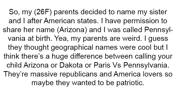 I was called Pennsylvania at birth.