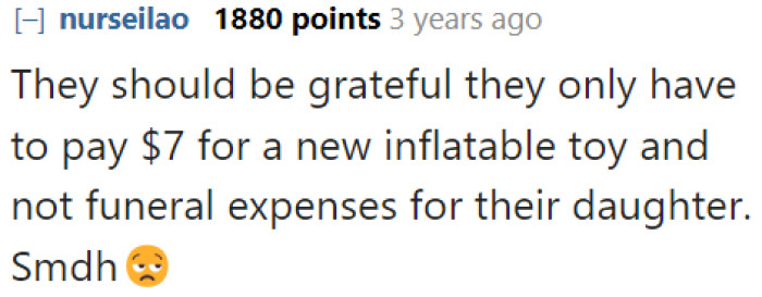If this story were true, then the parents should've been thankful instead of being ingrates. A funeral would've been more expensive.