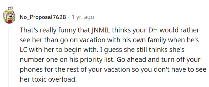 JNMIL's delusion: ranking higher than family vacation.