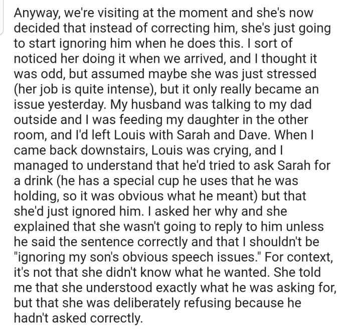 OP's SIL, Sarah, has now decided to ignore OP's son, Louis, whenever he mixes up languages