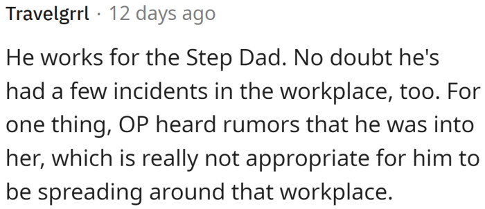 Pete works for stepdad