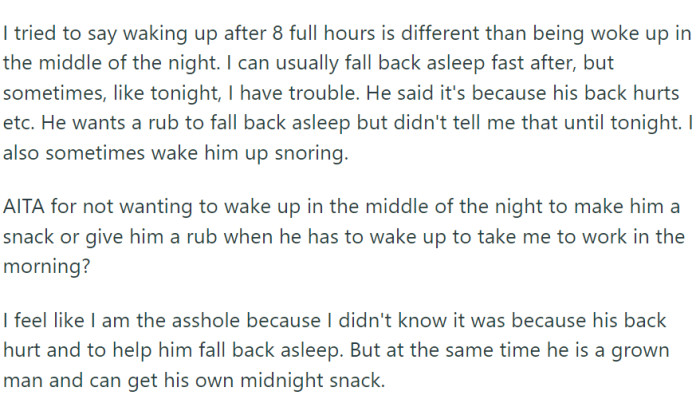 Her husband argues that since he drives OP to work every morning, she should accommodate his requests.