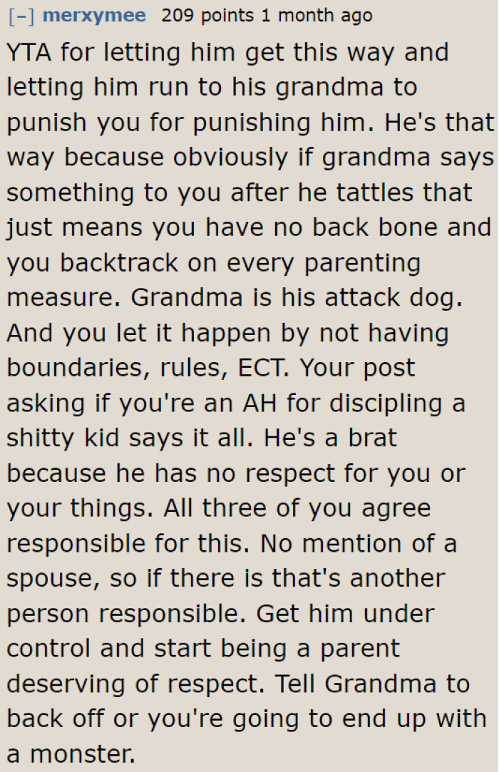 The OP needs to put more effort in teaching her son a lesson about respect.