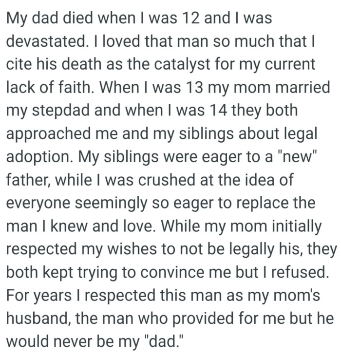 The OP was crushed at the idea of everyone seemingly so eager to replace the man he knew and love